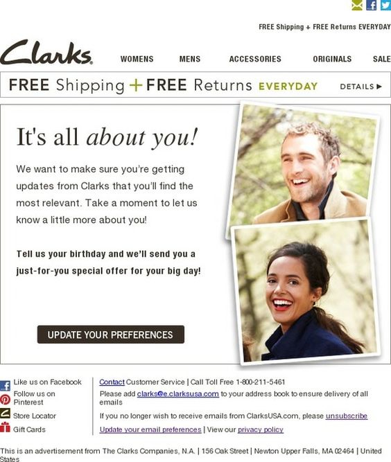 Clarks Email Update Preferences