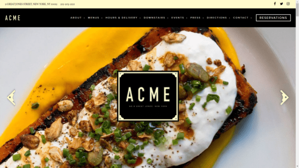 Acme Restaurant Website Design