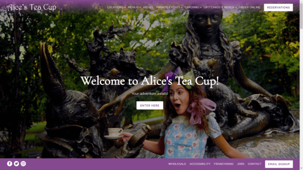 Alice's Tea Restaurant Website Design
