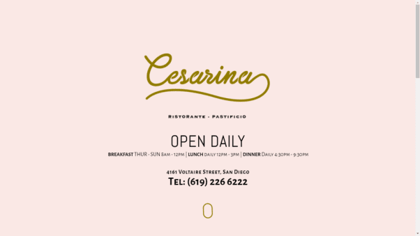 Cesarina Restaurant Landing Page