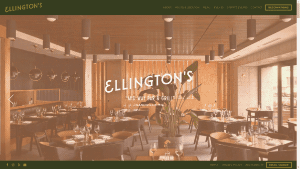 Ellingtons Restaurant Website Design Landing Page