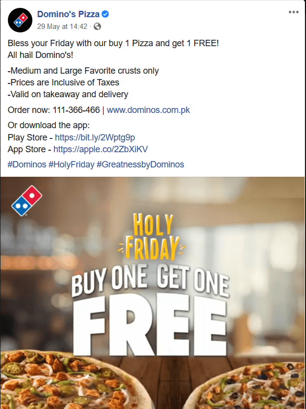 dominos facebook ad