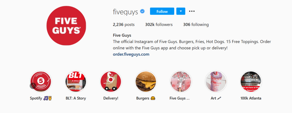 Five Guys Instagram