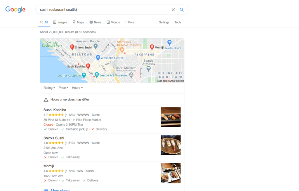 Google Local Pack Restaurant SEO