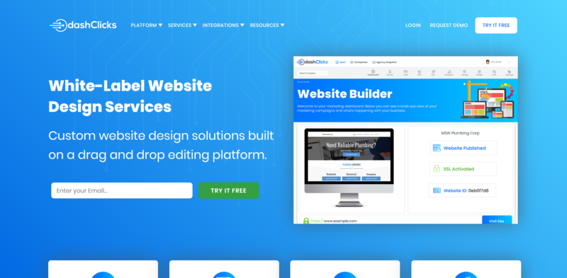 White Label Website Design Services Blue Homepage