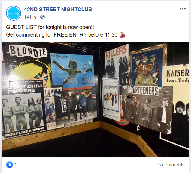 Facebook Post of a Nightlcub Promoting Their Event
