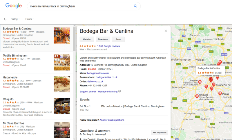 Nearby Restaurants on Google Maps