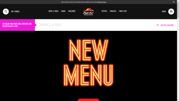 Pizza Hut Restaurant Landing Page